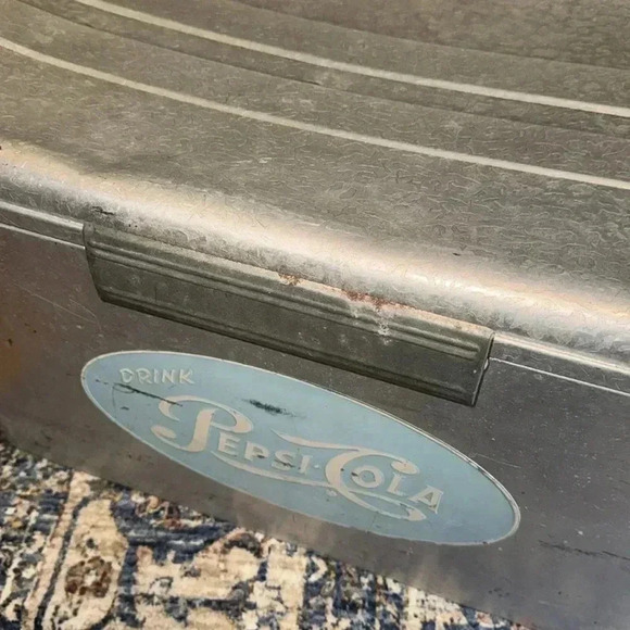 VINTAGE 1950’s ICONIC Cronstroms Pepsi Cola Logo Cooler Aluminum Ice Box Chest - Picture 11 of 16